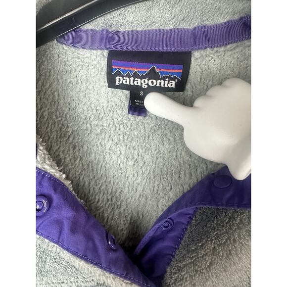 Patagonia Re-Tool Fleece 1/4 Snap-T Pullover Gray Purple Trim Women's Size Small - Picture 3 of 7